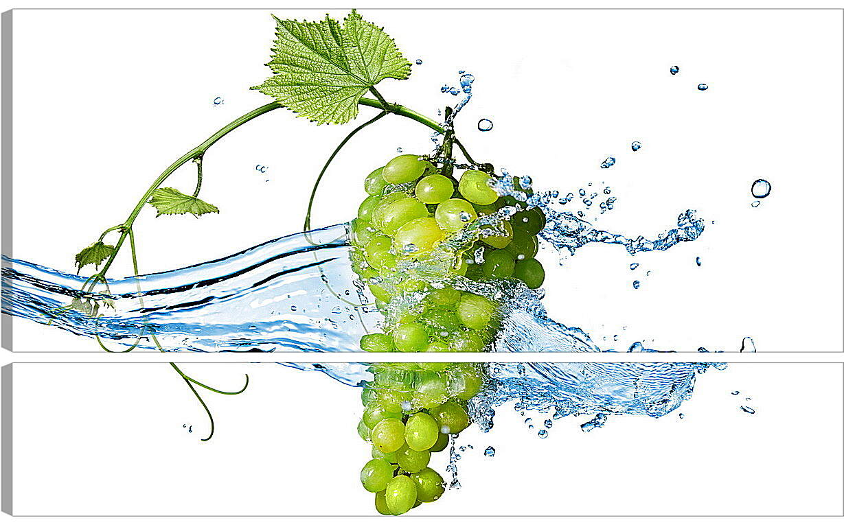 Модульная картина - Зелёный виноград омываемый водой