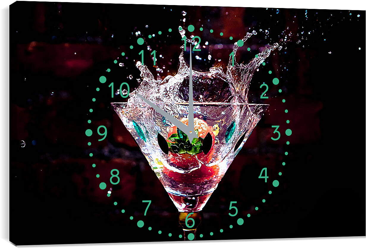 Часы картина - Брызги из бокала