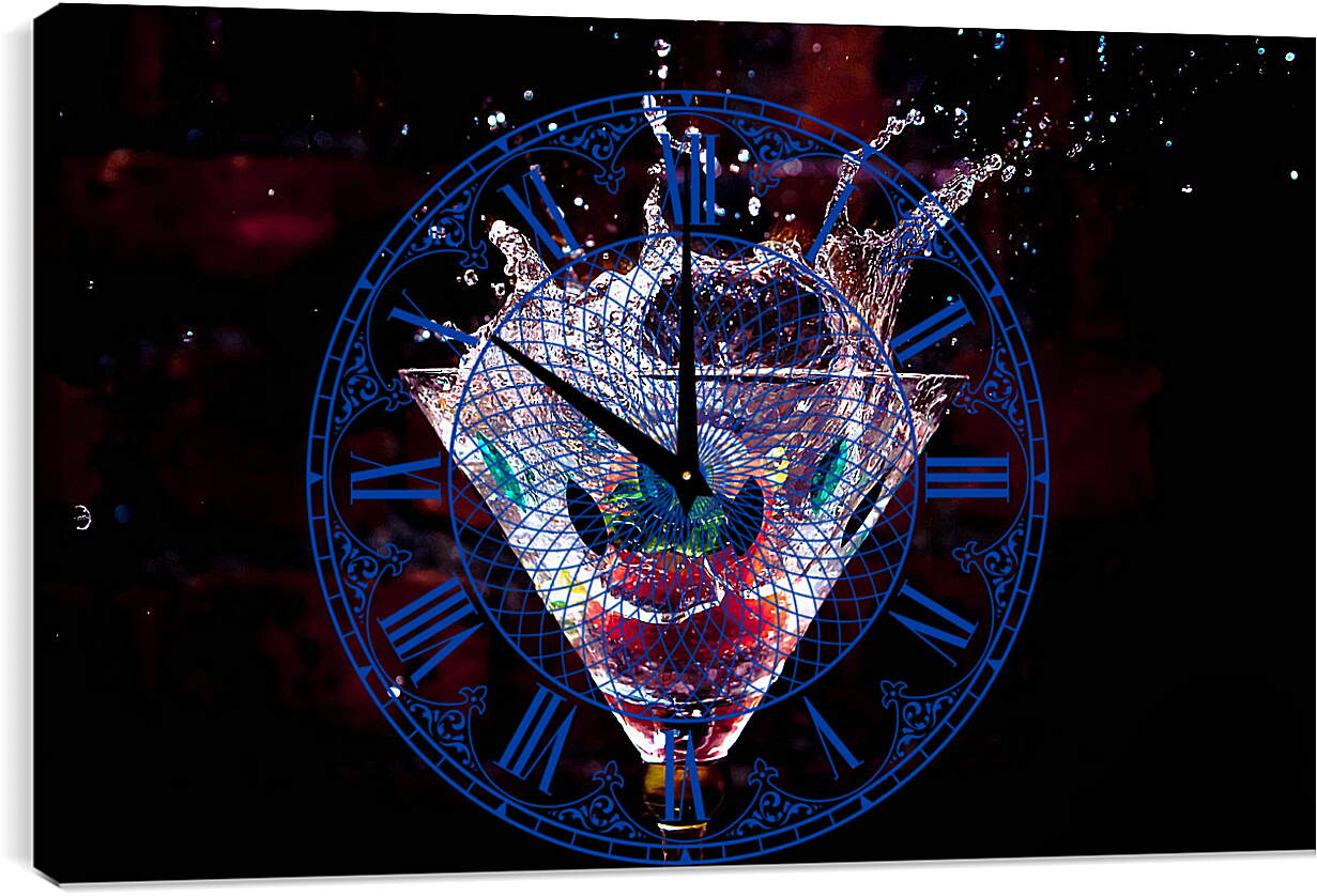 Часы картина - Брызги из бокала