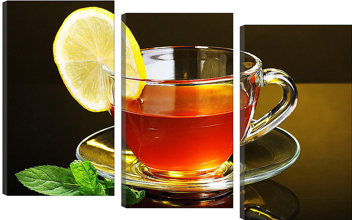 Модульная картина - Чай с лимоном и мятой