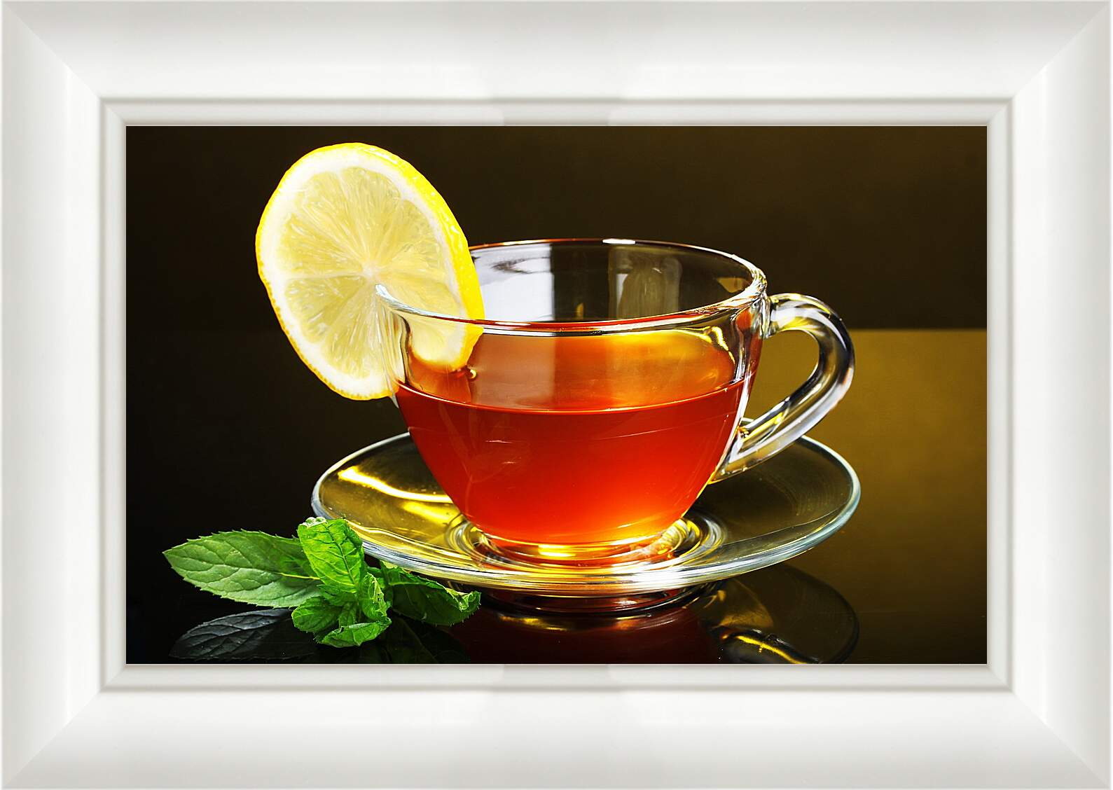 Картина в раме - Чай с лимоном и мятой