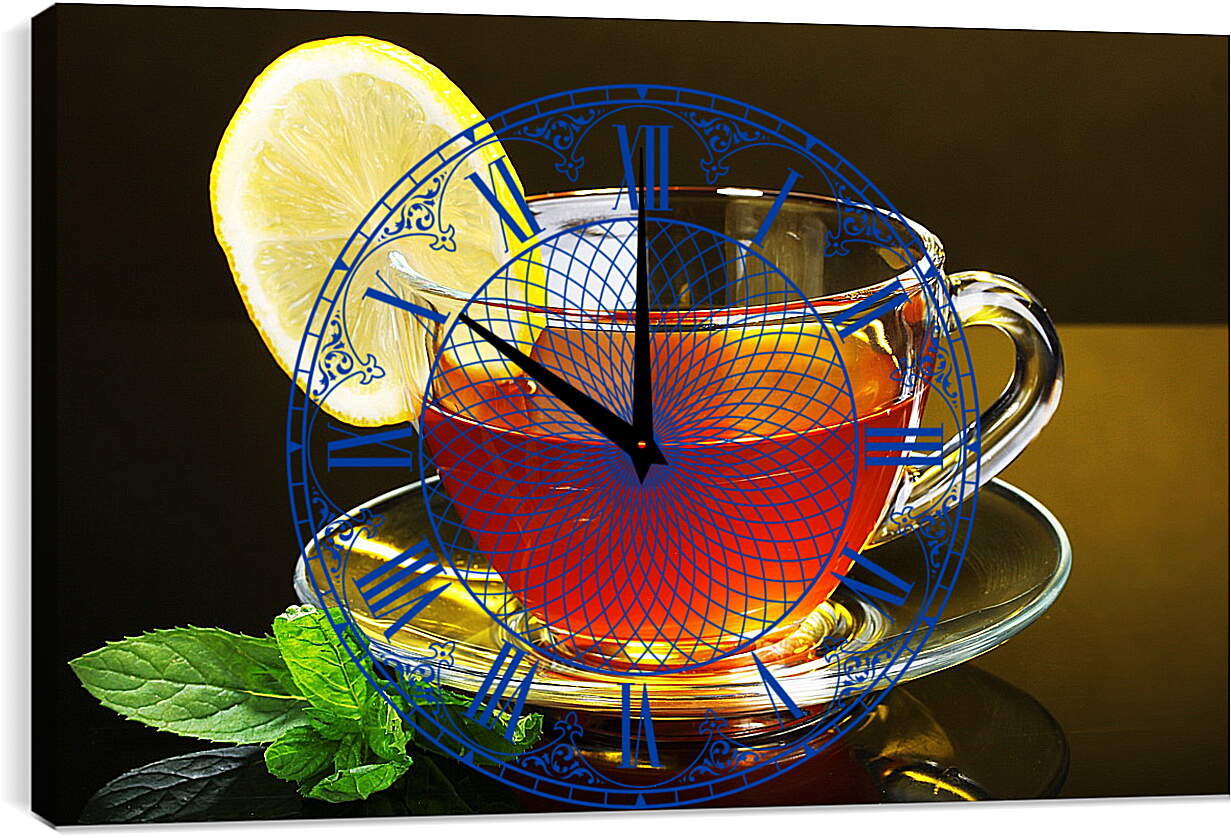 Часы картина - Чай с лимоном и мятой