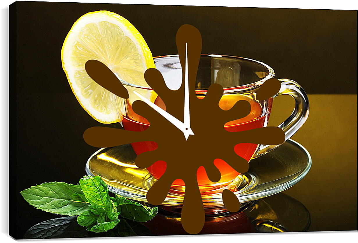 Часы картина - Чай с лимоном и мятой