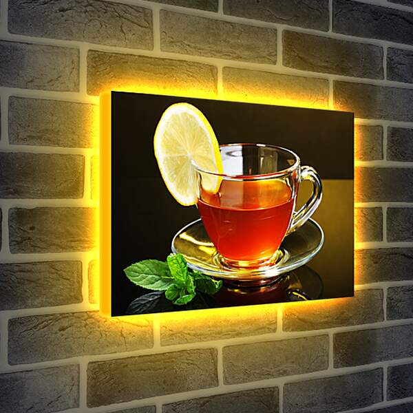 Лайтбокс световая панель - Чай с лимоном и мятой