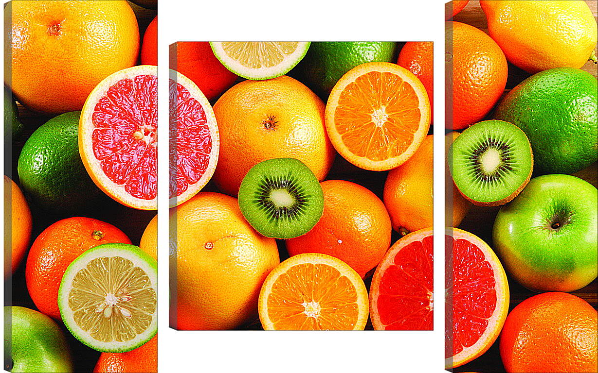 Модульная картина - Половинки и целые фрукты