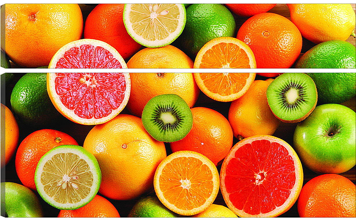 Модульная картина - Половинки и целые фрукты