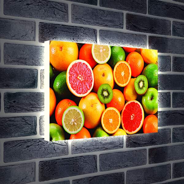Лайтбокс световая панель - Половинки и целые фрукты