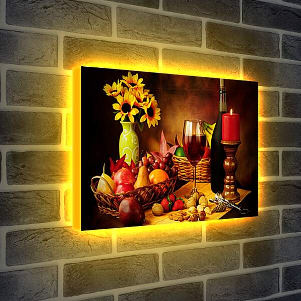 Лайтбокс световая панель - Вино, фрукты и орехи