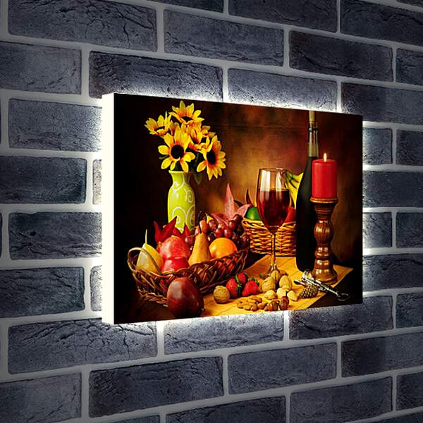 Лайтбокс световая панель - Вино, фрукты и орехи