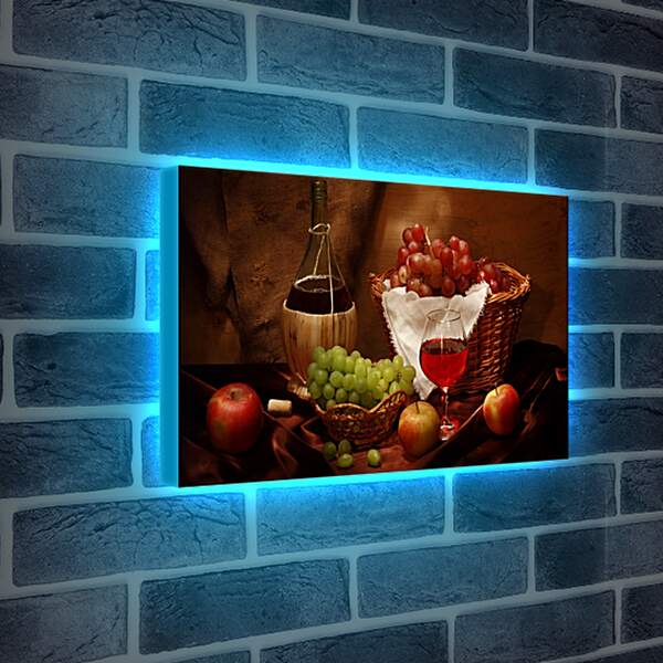 Лайтбокс световая панель - Виноград с яблоками и вино