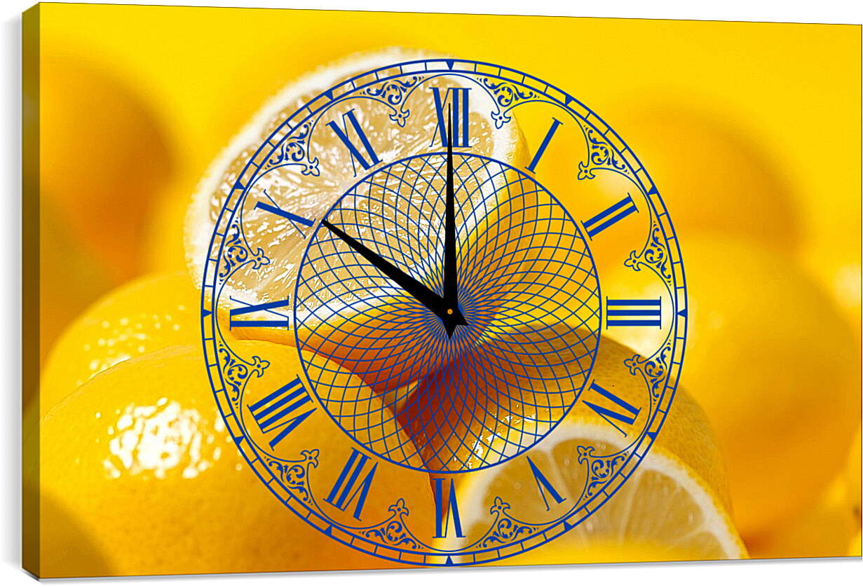 Часы картина - Целые и половинки лимонов