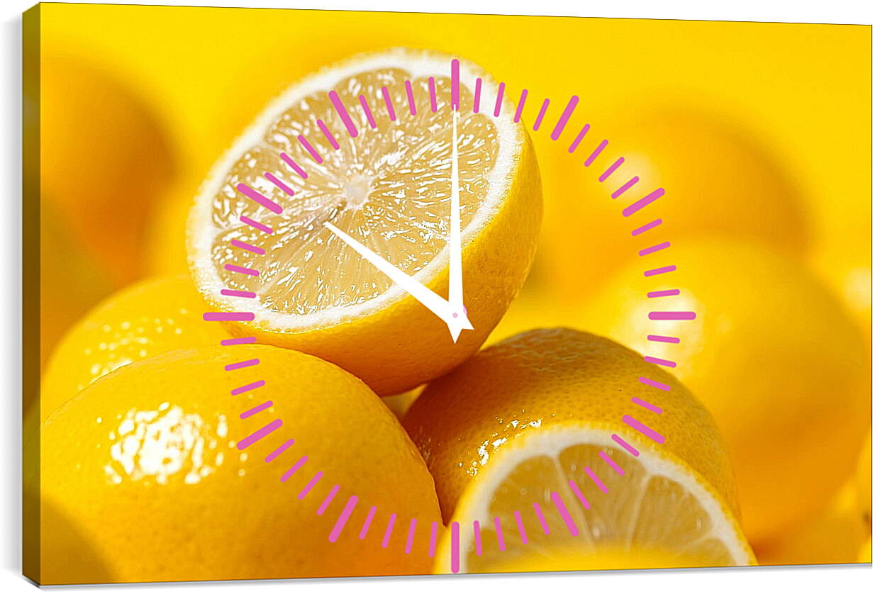Часы картина - Целые и половинки лимонов