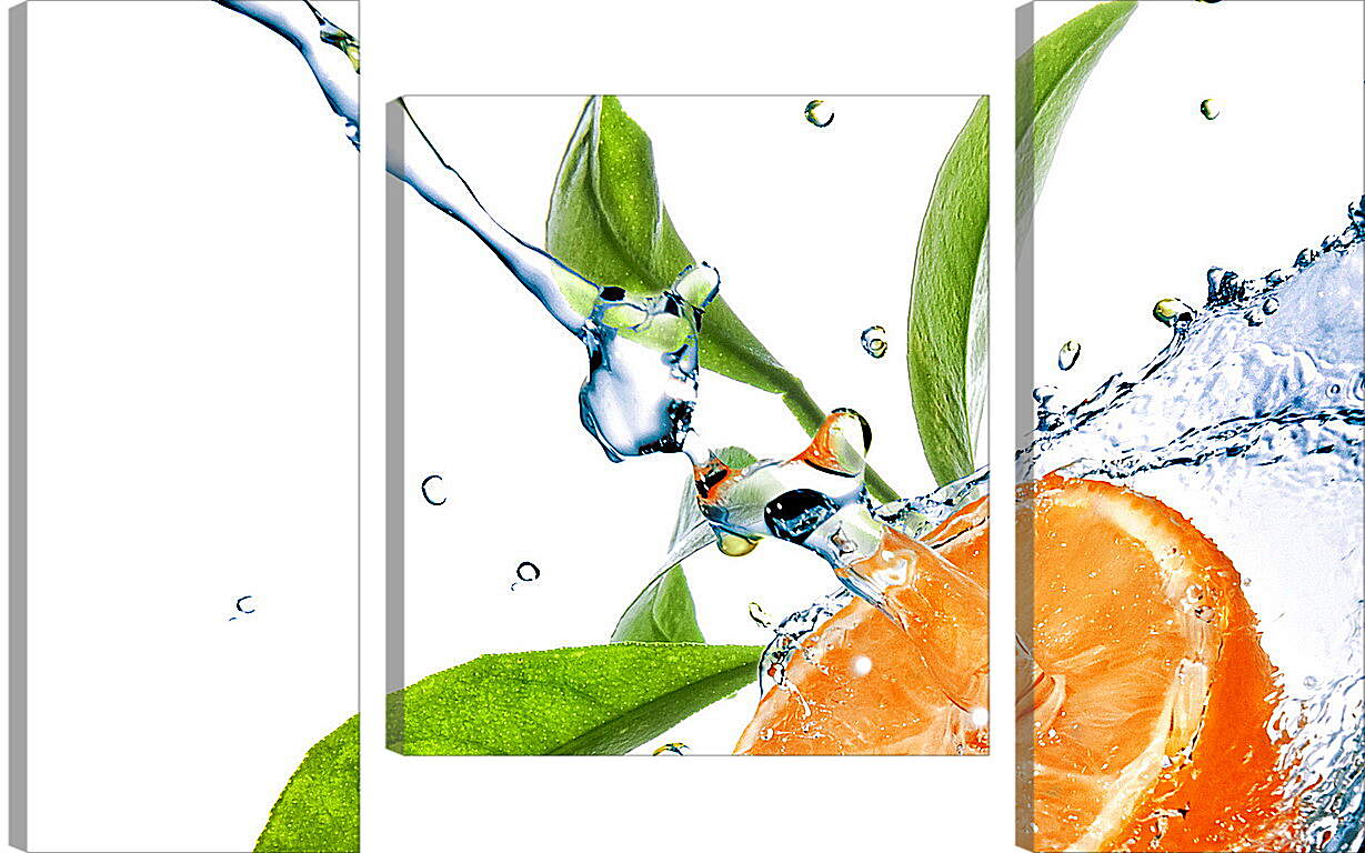 Модульная картина - Половина апельсина и брызги воды