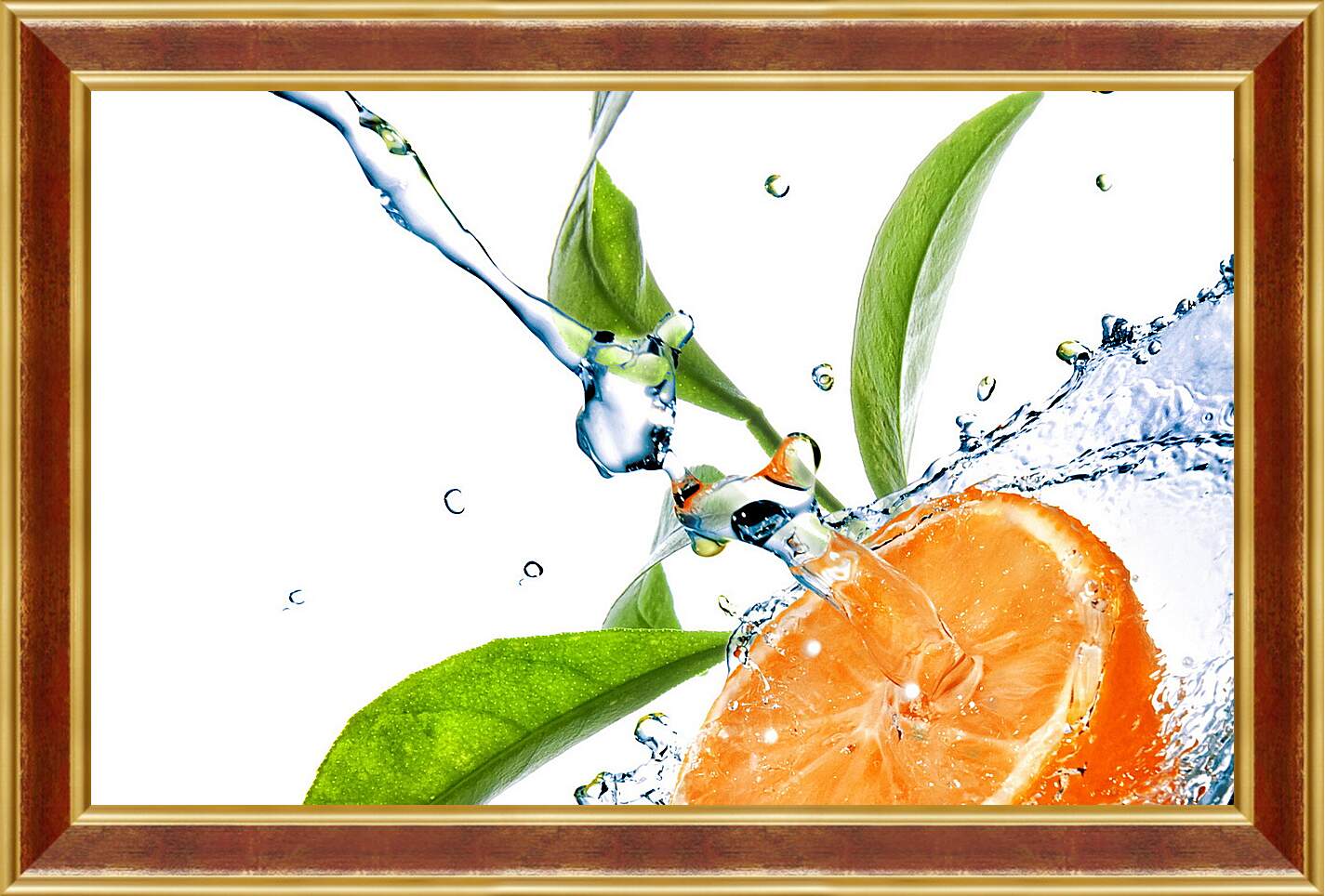 Картина в раме - Половина апельсина и брызги воды