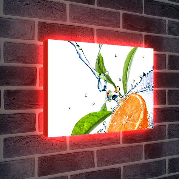 Лайтбокс световая панель - Половина апельсина и брызги воды