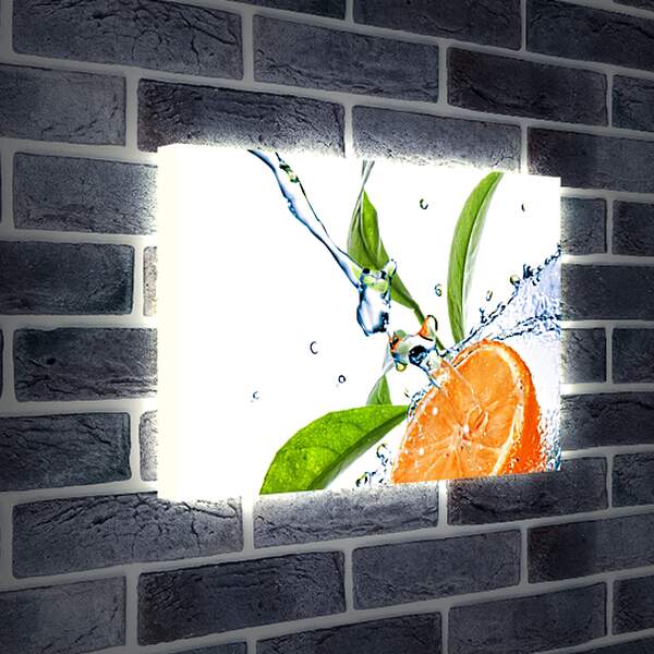 Лайтбокс световая панель - Половина апельсина и брызги воды