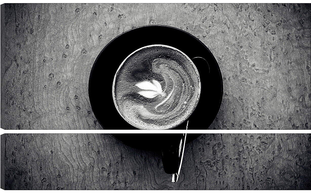 Модульная картина - На блюдце чашка кофе с рисунком
