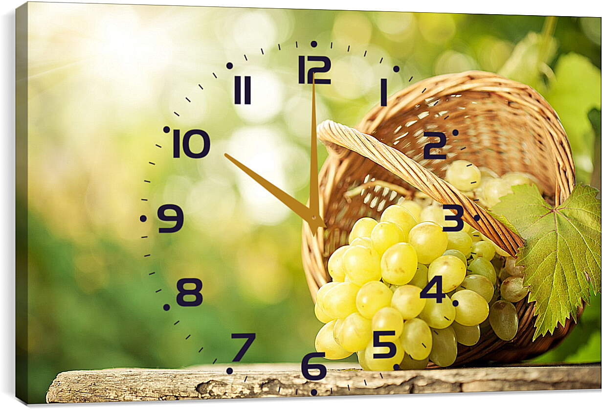 Часы картина - Опрокинутая корзинка и горздь винограда