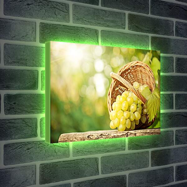 Лайтбокс световая панель - Опрокинутая корзинка и горздь винограда