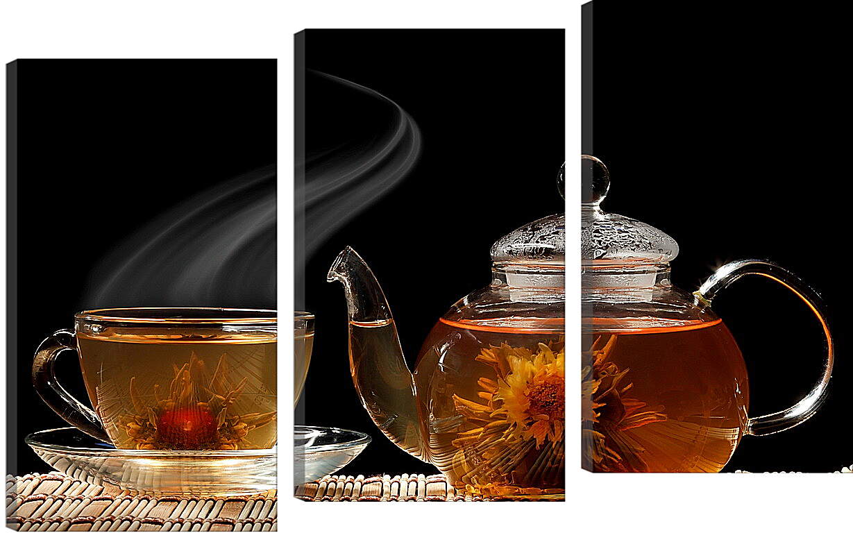 Модульная картина - Чай, чайник, чашка, блюдце