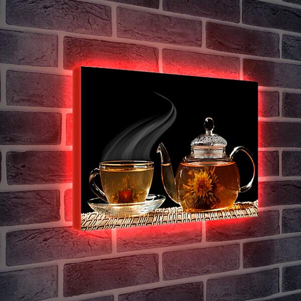 Лайтбокс световая панель - Чай, чайник, чашка, блюдце