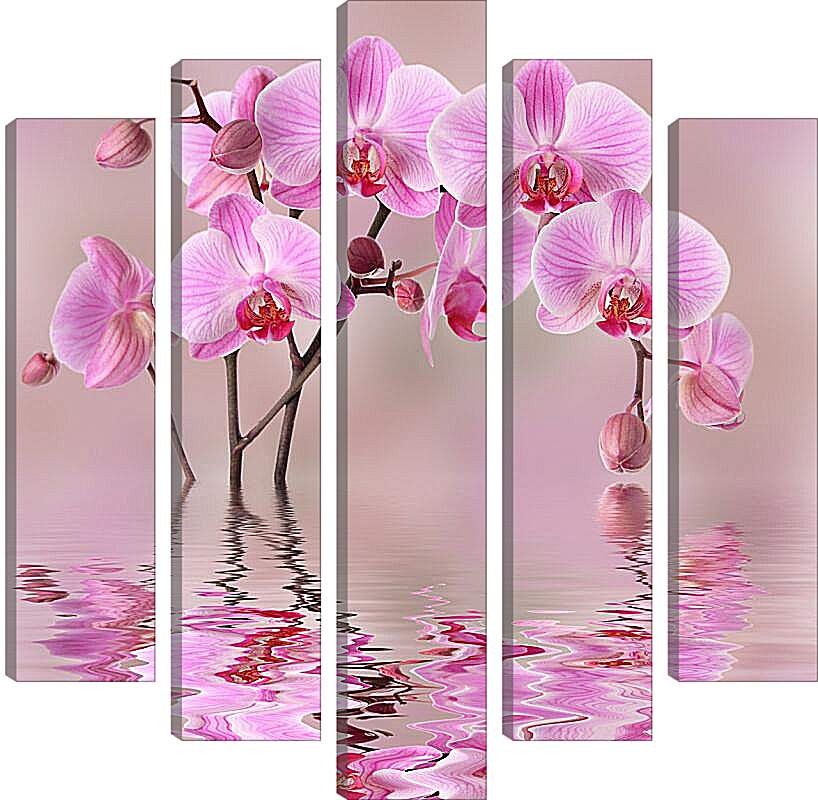 Модульная картина - Орхидеи над водой