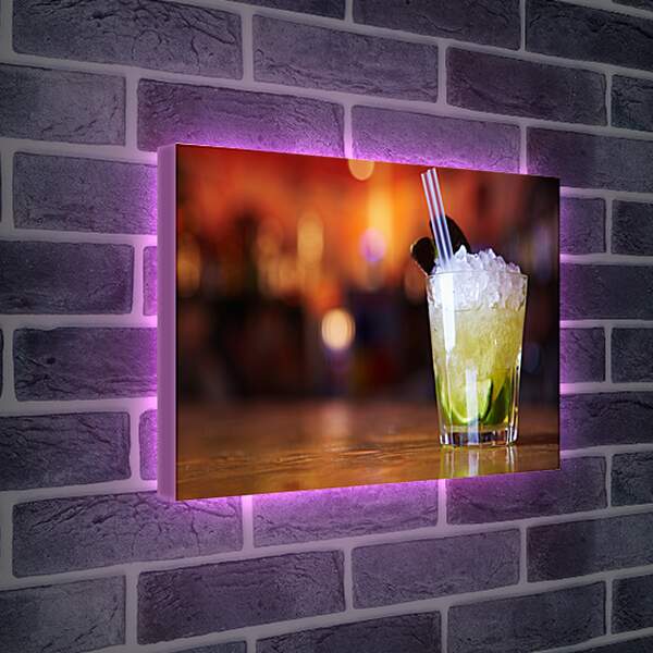 Лайтбокс световая панель - Трубочка в коктейле со льдом
