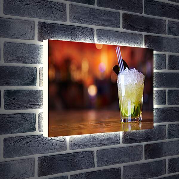 Лайтбокс световая панель - Трубочка в коктейле со льдом