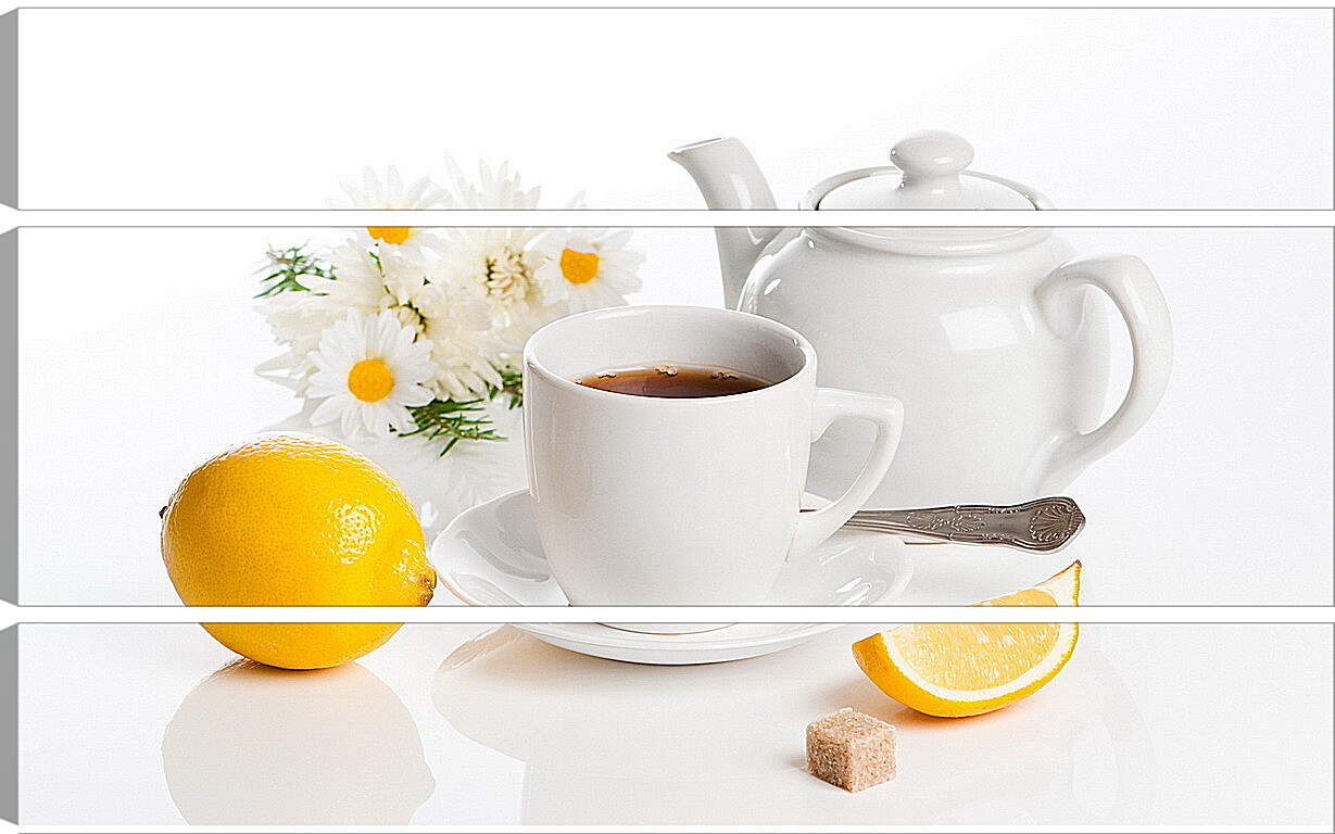Модульная картина - Чай с лимоном и кусочек сахара