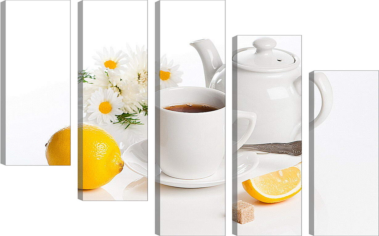 Модульная картина - Чай с лимоном и кусочек сахара