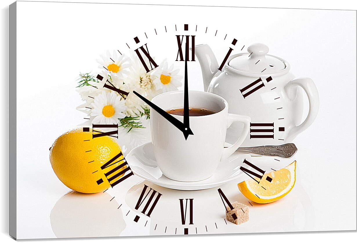 Часы картина - Чай с лимоном и кусочек сахара