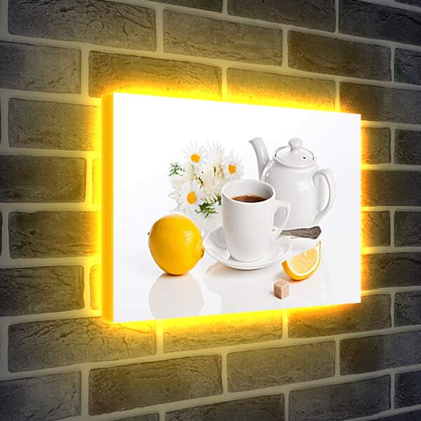 Лайтбокс световая панель - Чай с лимоном и кусочек сахара