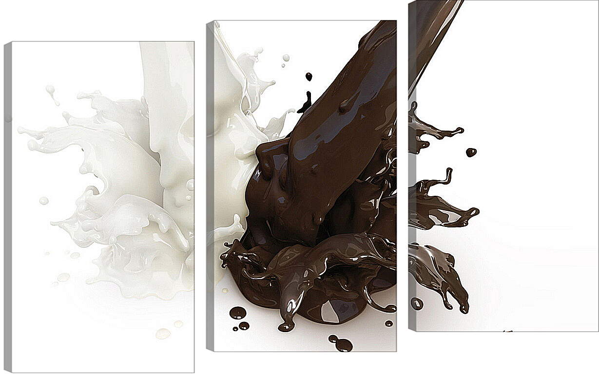 Модульная картина - Белый и чёрный шоколад в молоке