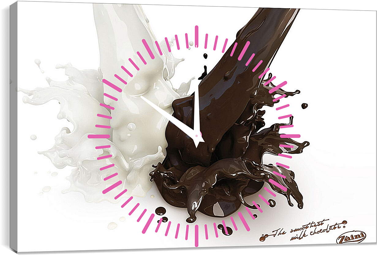 Часы картина - Белый и чёрный шоколад в молоке