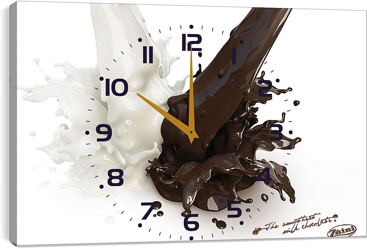 Часы картина - Белый и чёрный шоколад в молоке