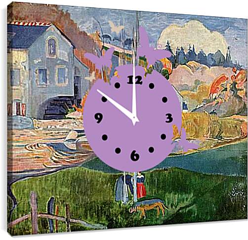 Часы картина - Paysage de Bretagne. Поль Гоген