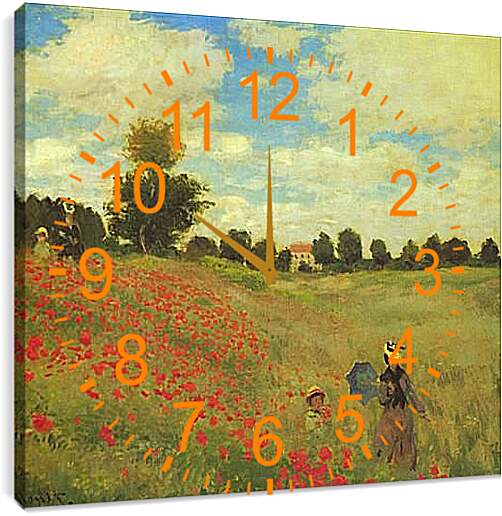 Часы картина - Poppy Fields. Клод Моне