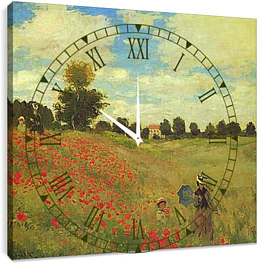 Часы картина - Poppy Fields. Клод Моне
