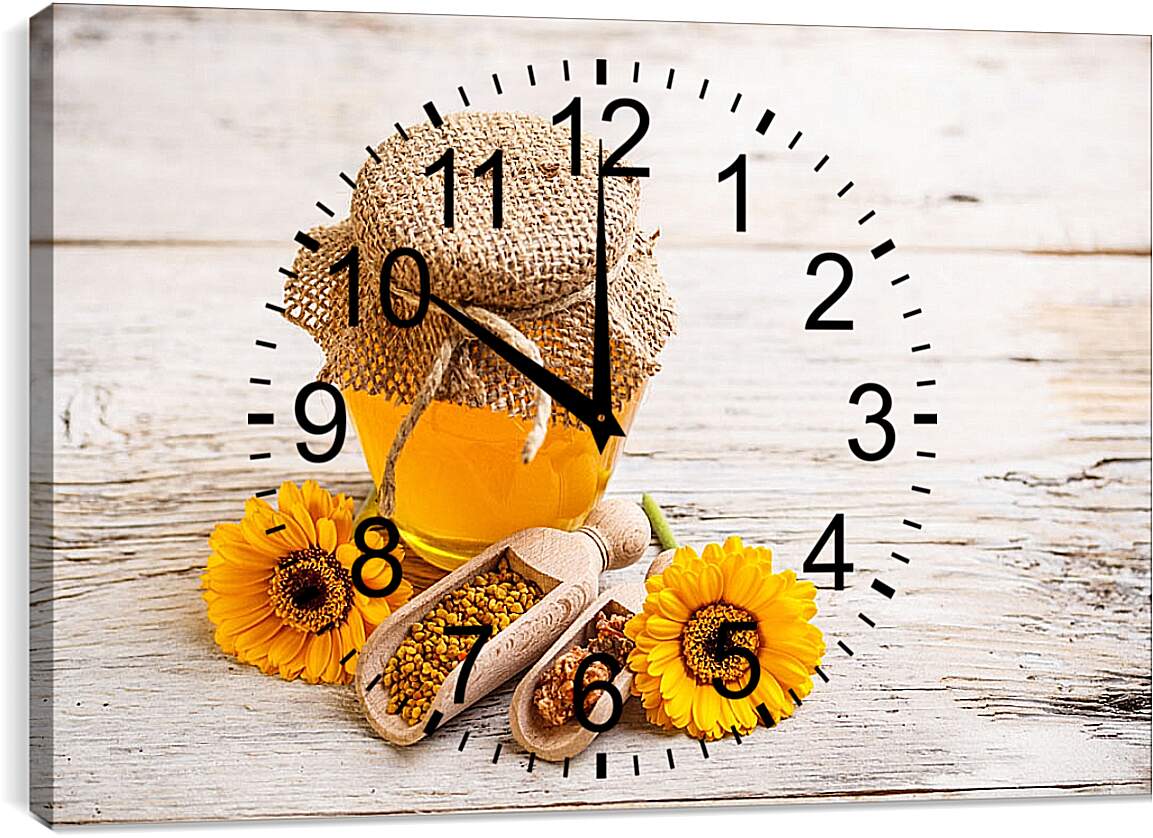 Часы картина - Мед и цветочки