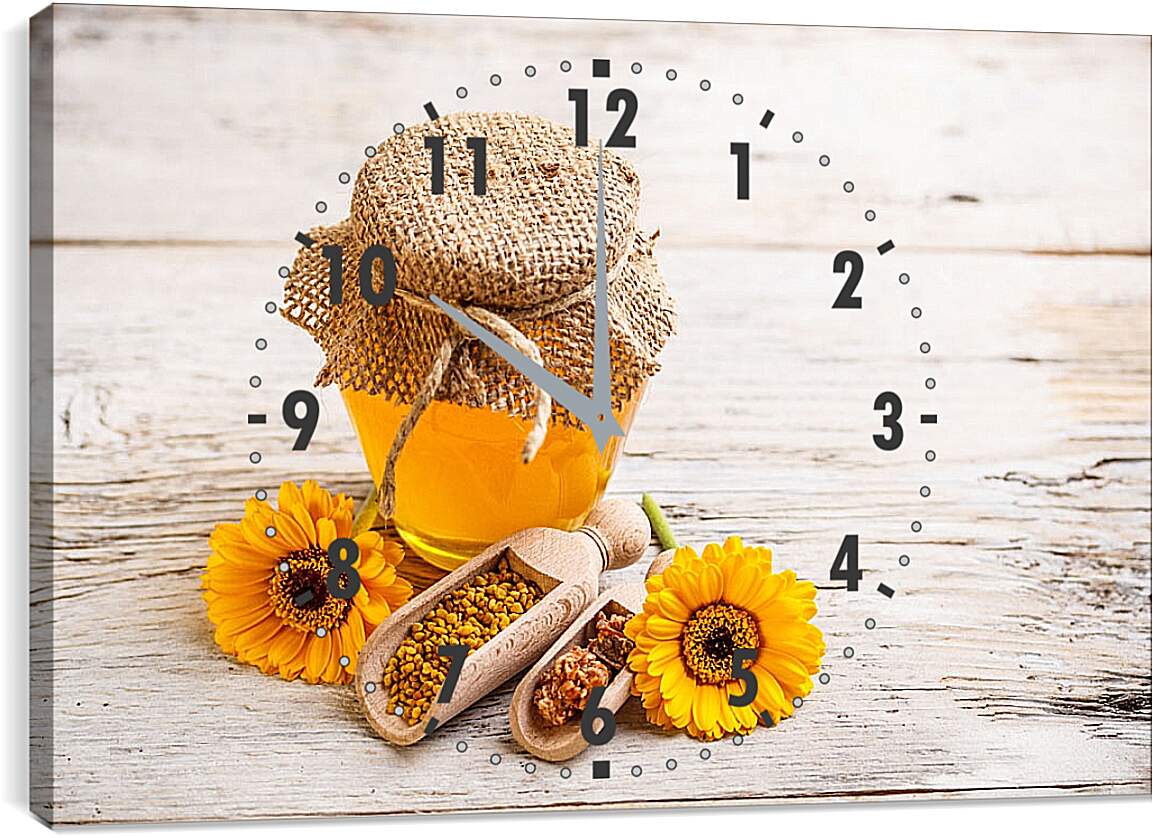 Часы картина - Мед и цветочки