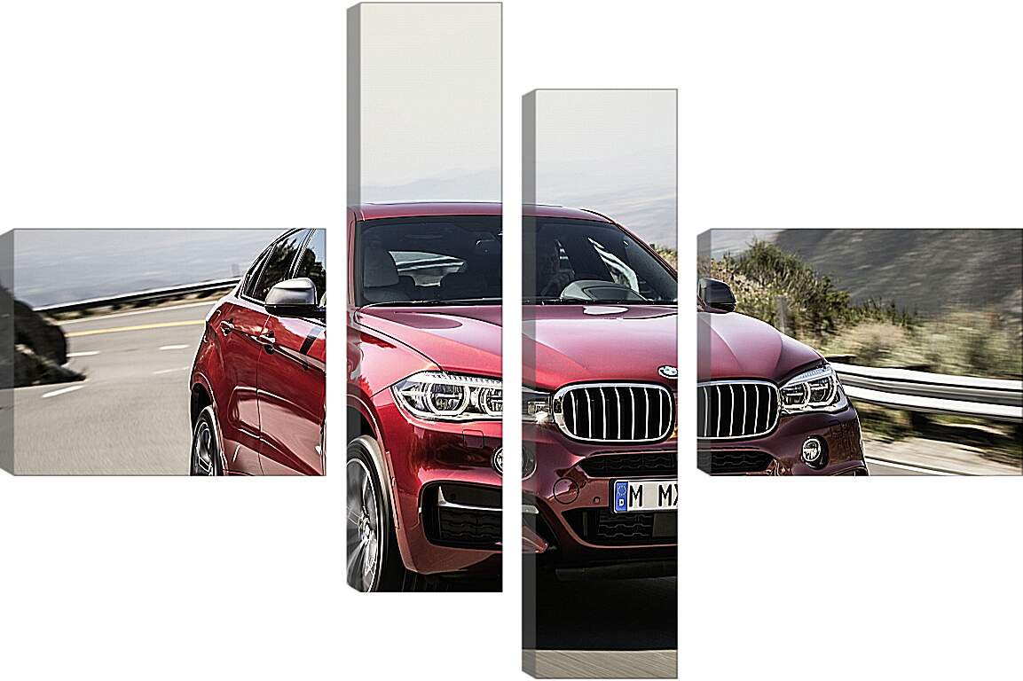 Модульная картина - Красный BMW X6  (БМВ)