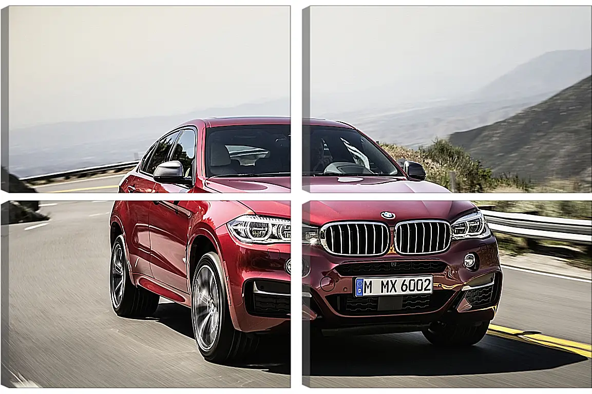 Модульная картина - Красный BMW X6  (БМВ)