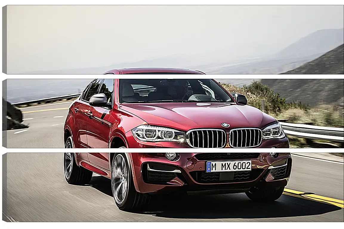 Модульная картина - Красный BMW X6  (БМВ)