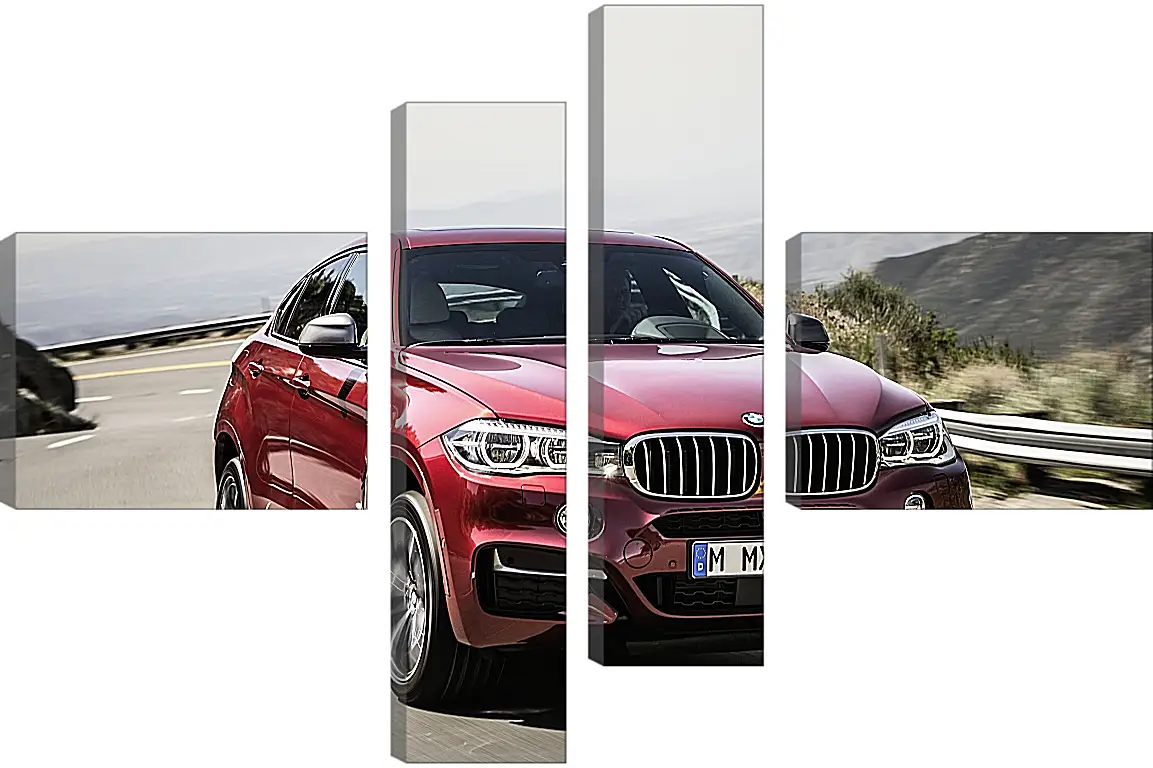 Модульная картина - Красный BMW X6  (БМВ)