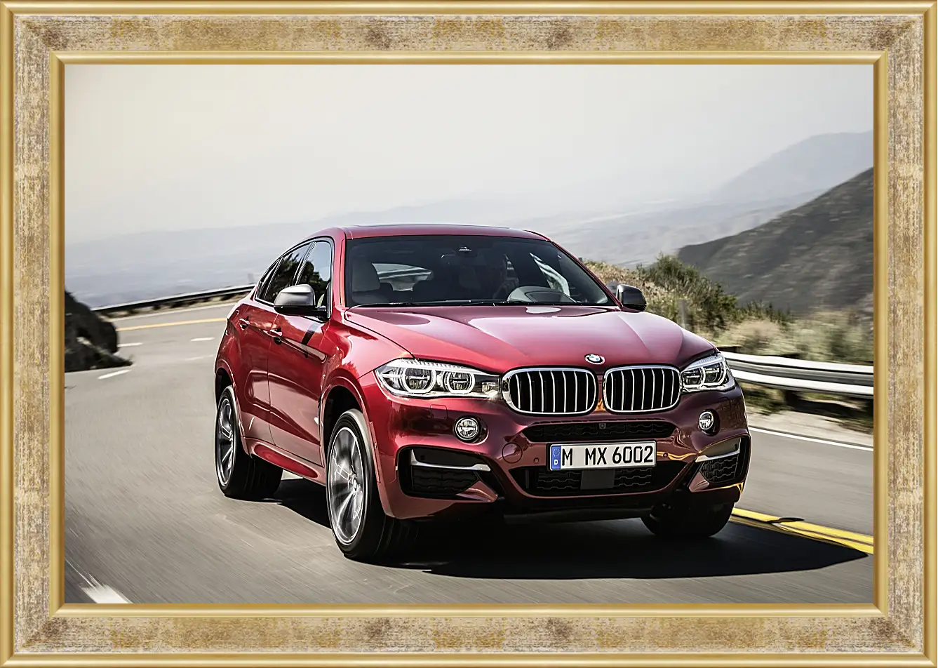 Картина в раме - Красный BMW X6  (БМВ)