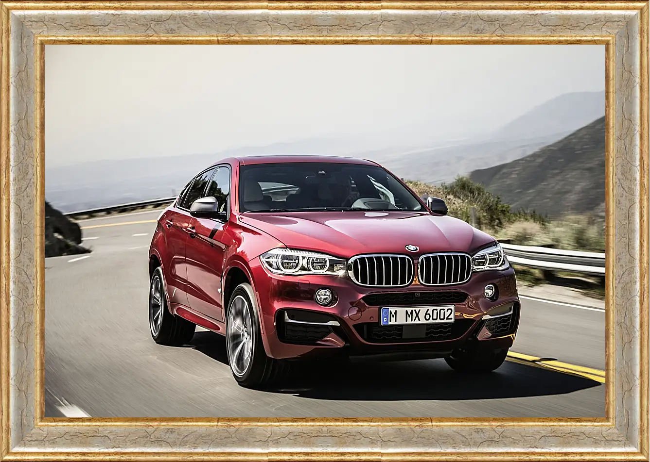 Картина в раме - Красный BMW X6  (БМВ)