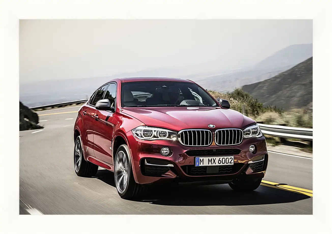 Картина в раме - Красный BMW X6  (БМВ)