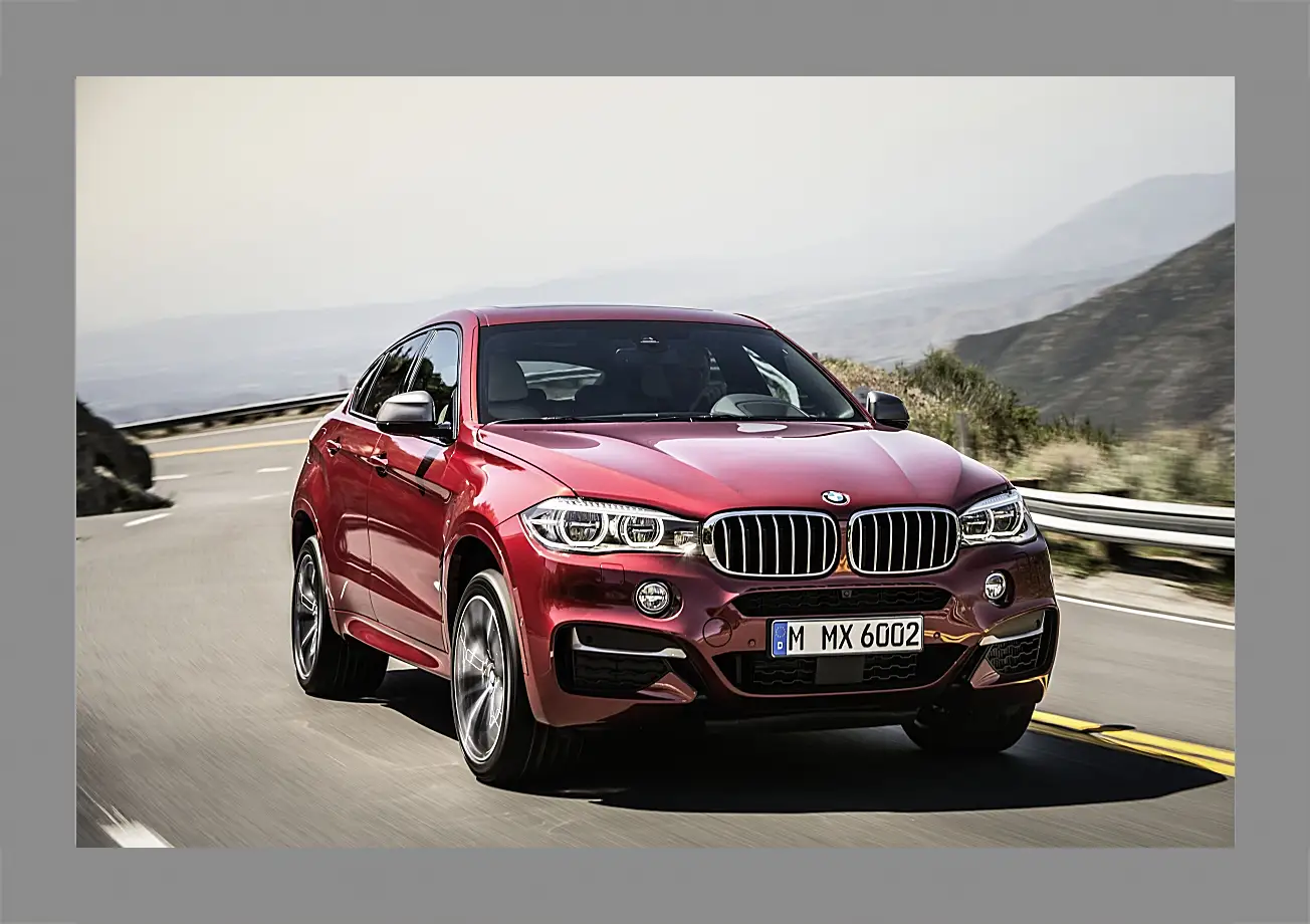 Картина в раме - Красный BMW X6  (БМВ)