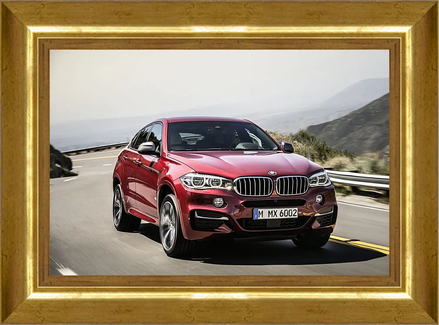 Картина в раме - Красный BMW X6  (БМВ)