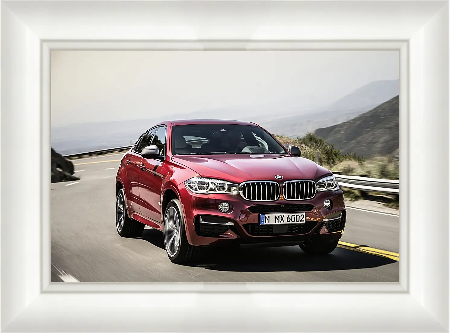 Картина в раме - Красный BMW X6  (БМВ)